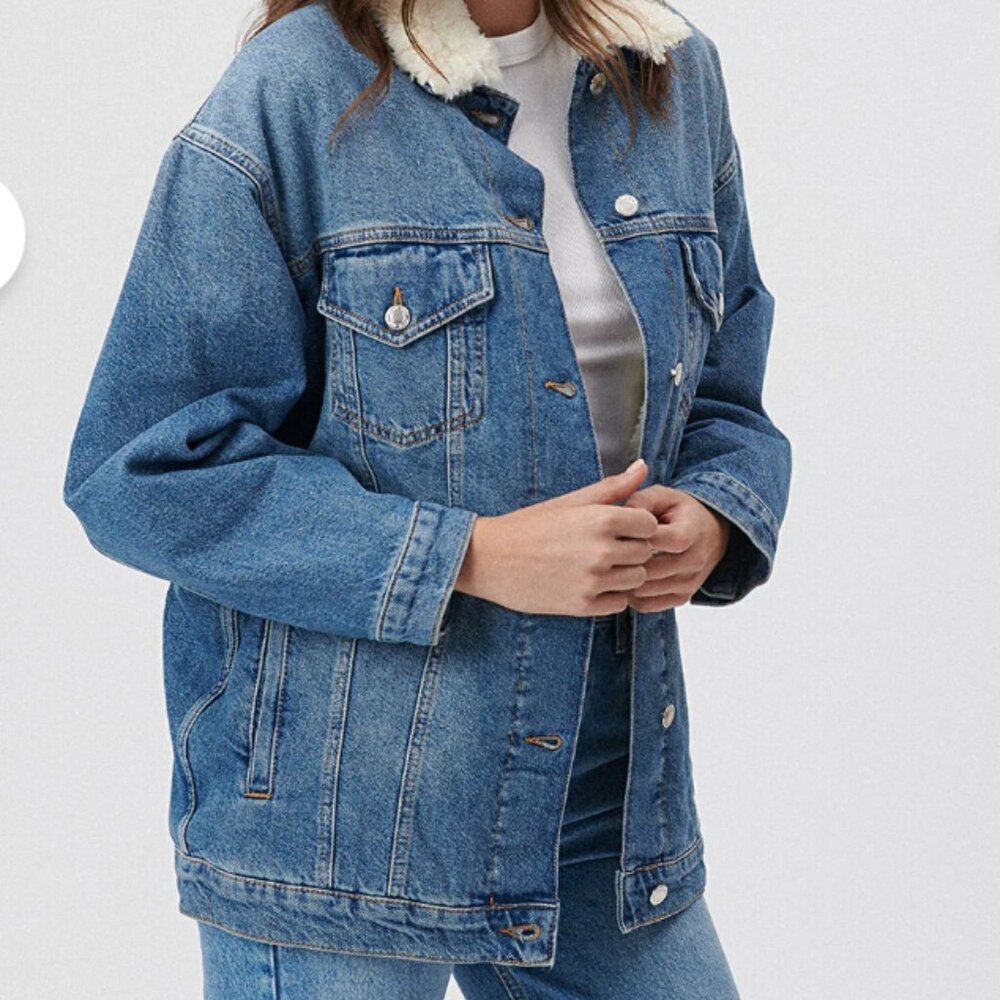 Mavi Jeans Levis Trucker Denim Jacket with Sherpa Lining Size M vintage look